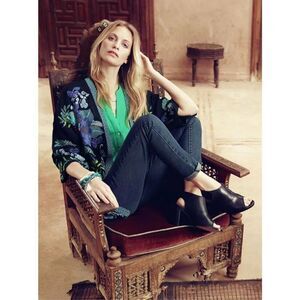 Monsoon Elliah Embroidered Open Kimono Navy Size L